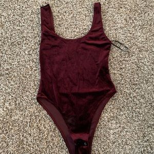 Velvet burgundy body suit